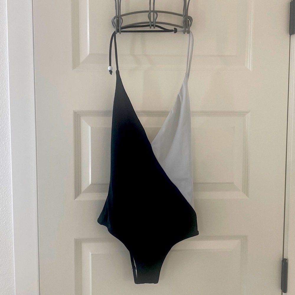 White and black Bathing Suit